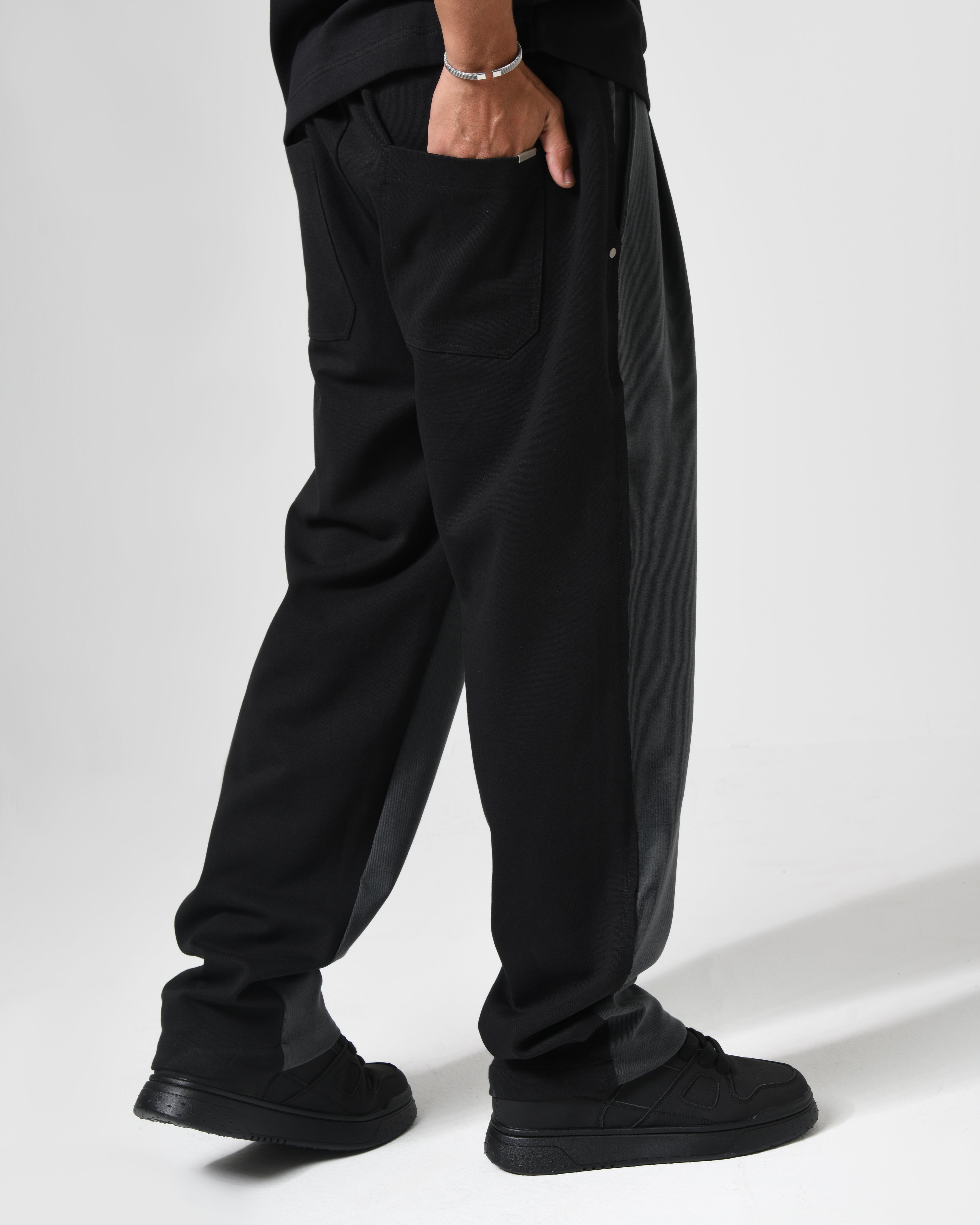 Men's Two-Tone Wide Leg Pants | Grey & Black Pants | ZAZ – Zaz Store