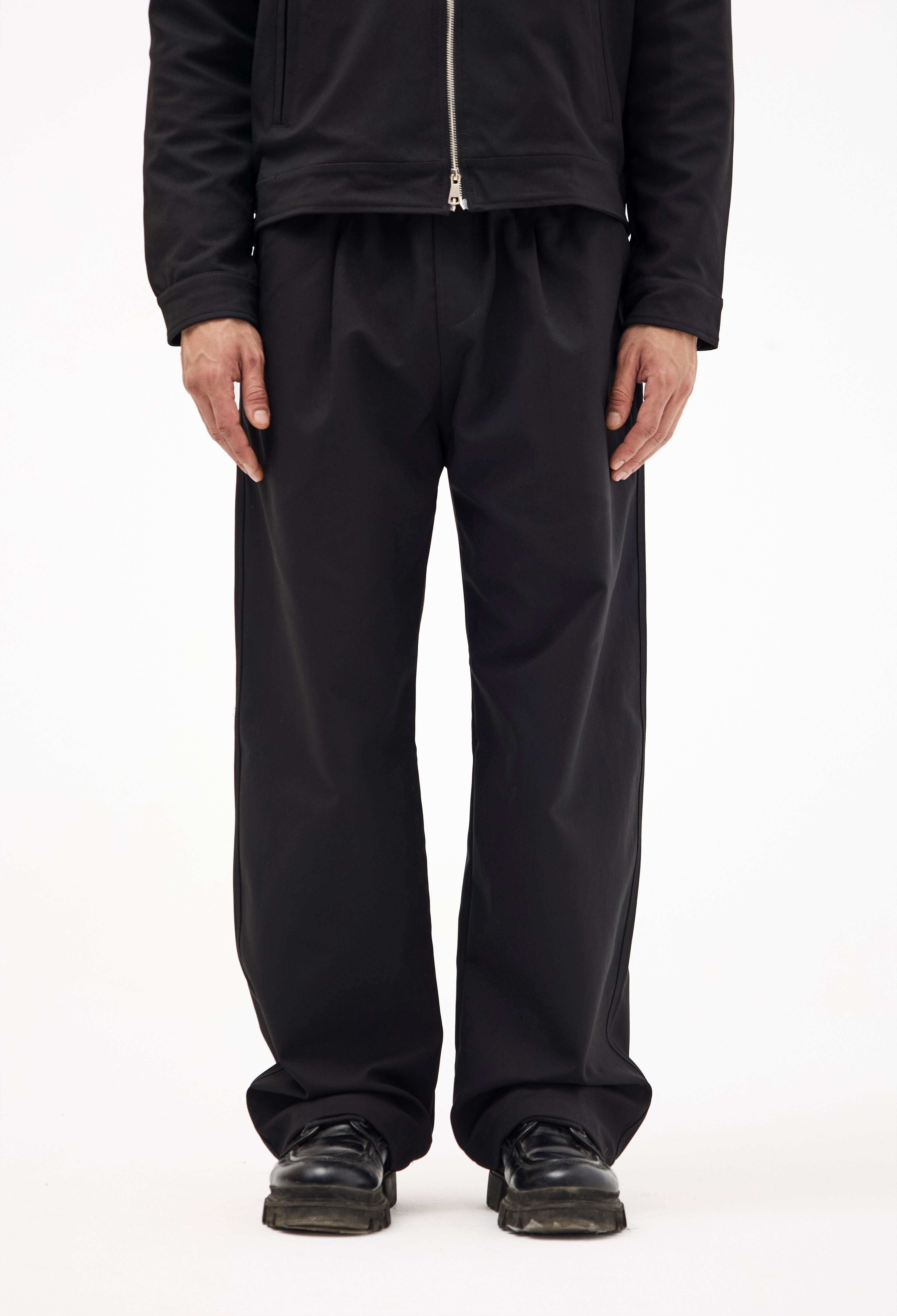 Black Wide Leg Gabardine Pants – Smart & Comfortable Trousers