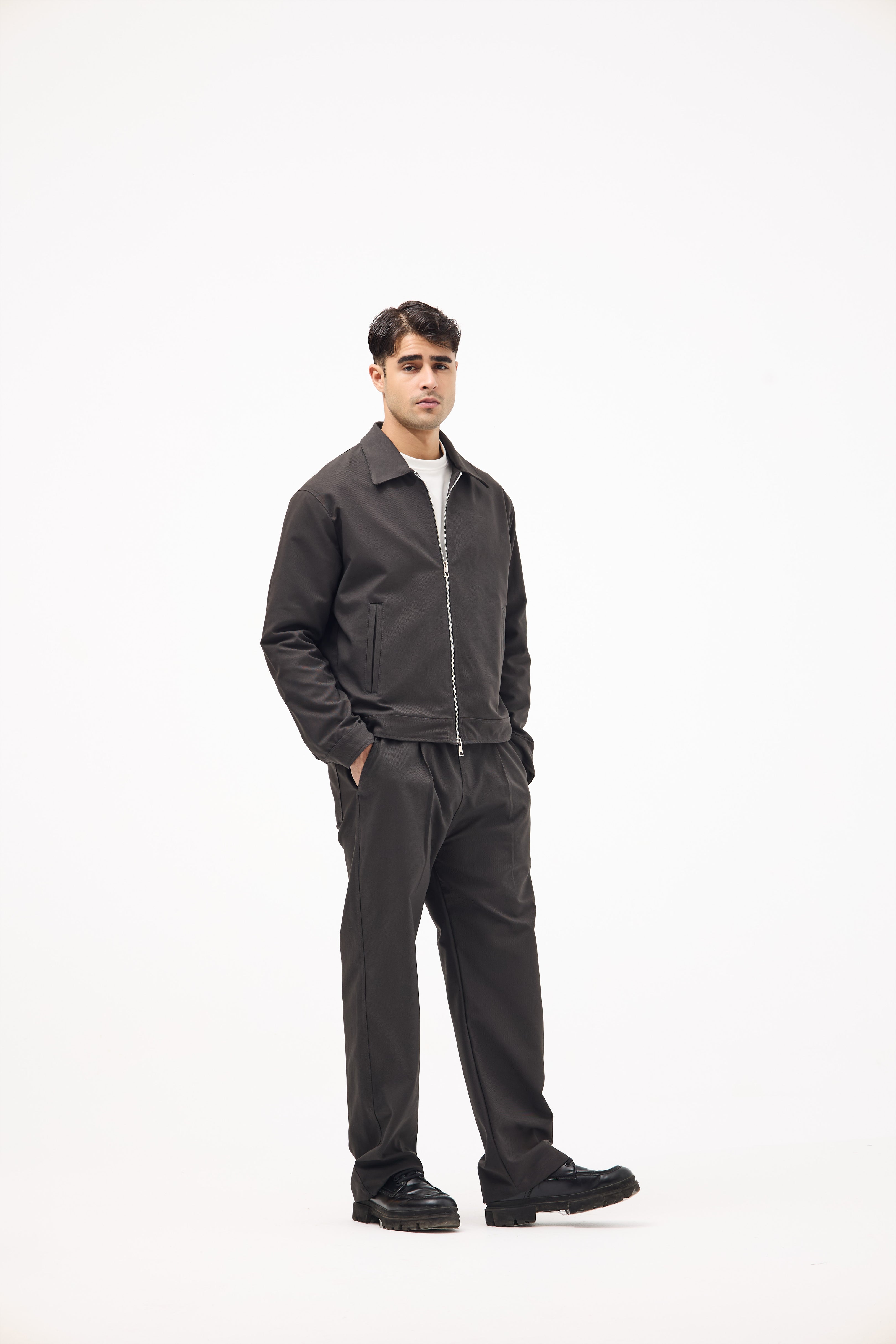 Grey Gabardine Stylish Set – Coordinated Shirt & Pants