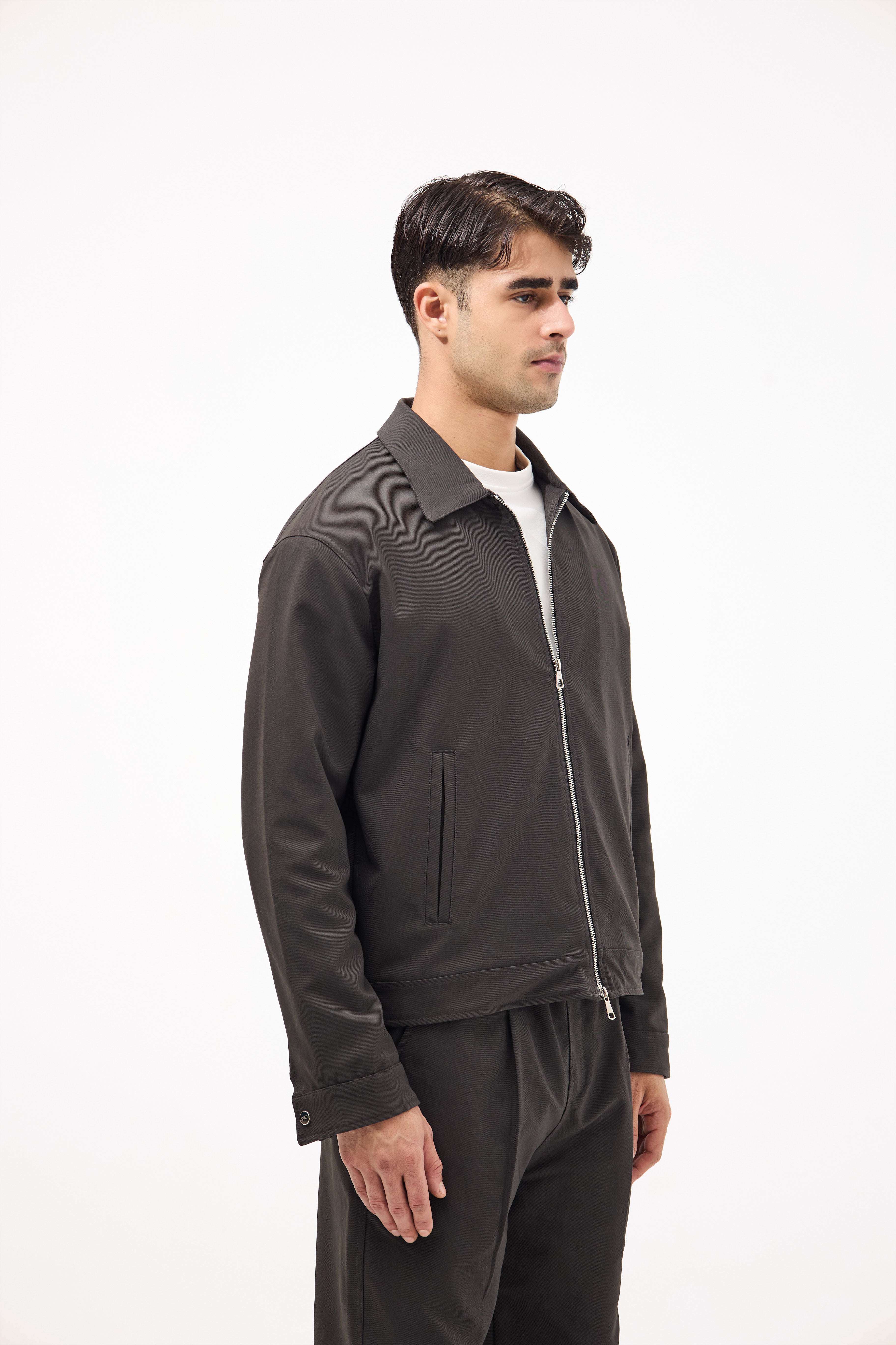 Grey Box Fit Gabardine Jacket – Modern & Stylish
