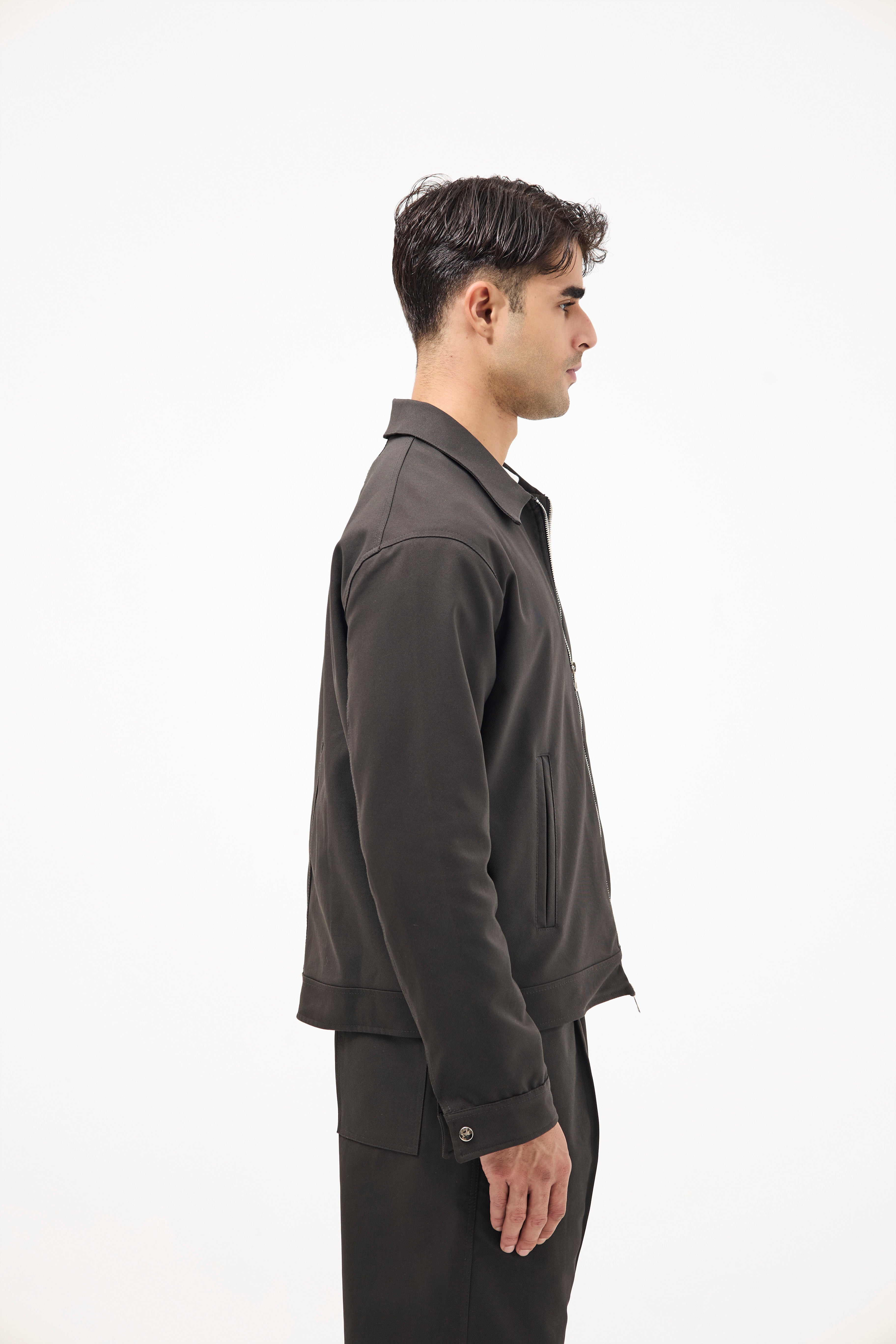 Grey Box Fit Gabardine Jacket – Modern & Stylish