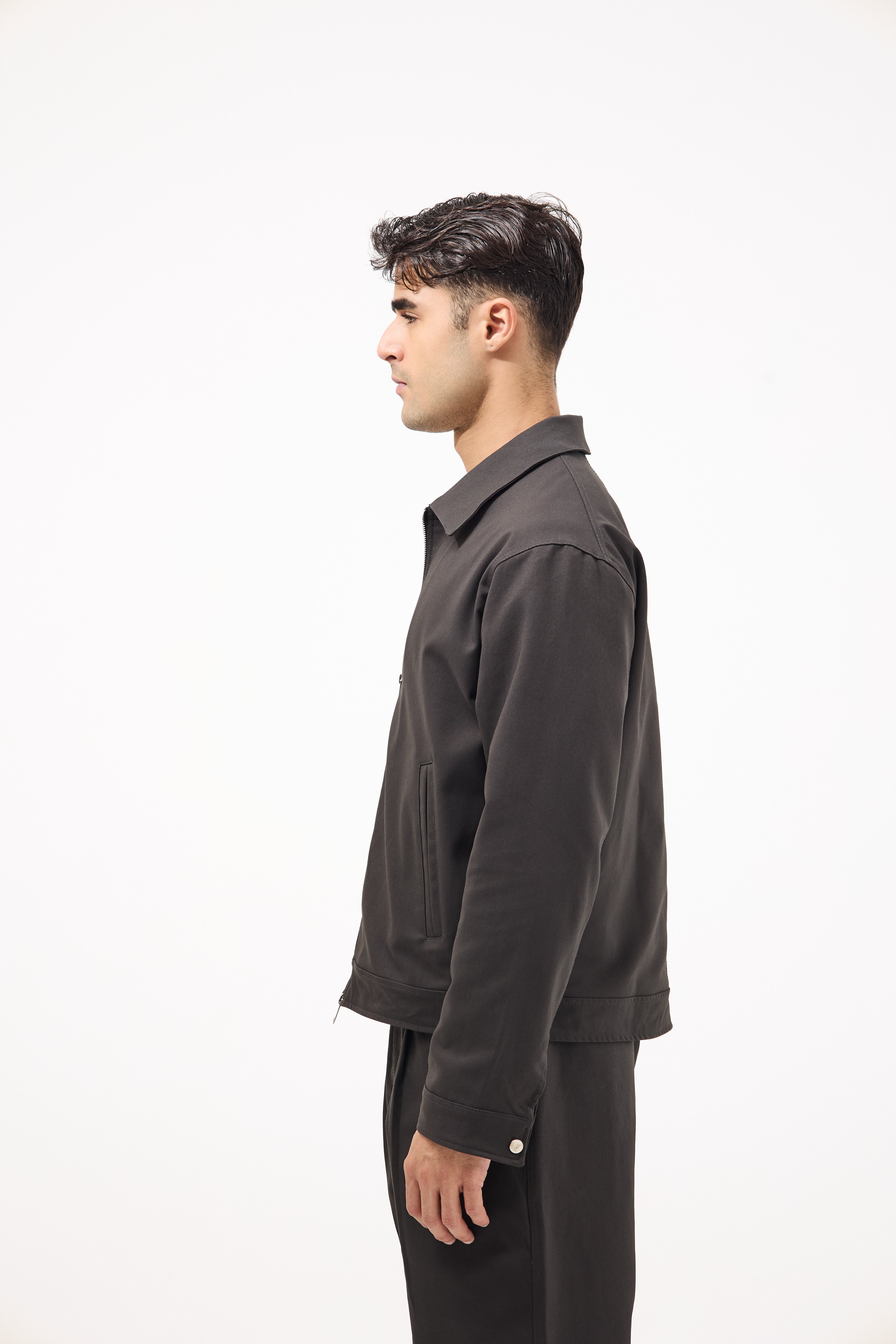 Grey Box Fit Gabardine Jacket – Modern & Stylish