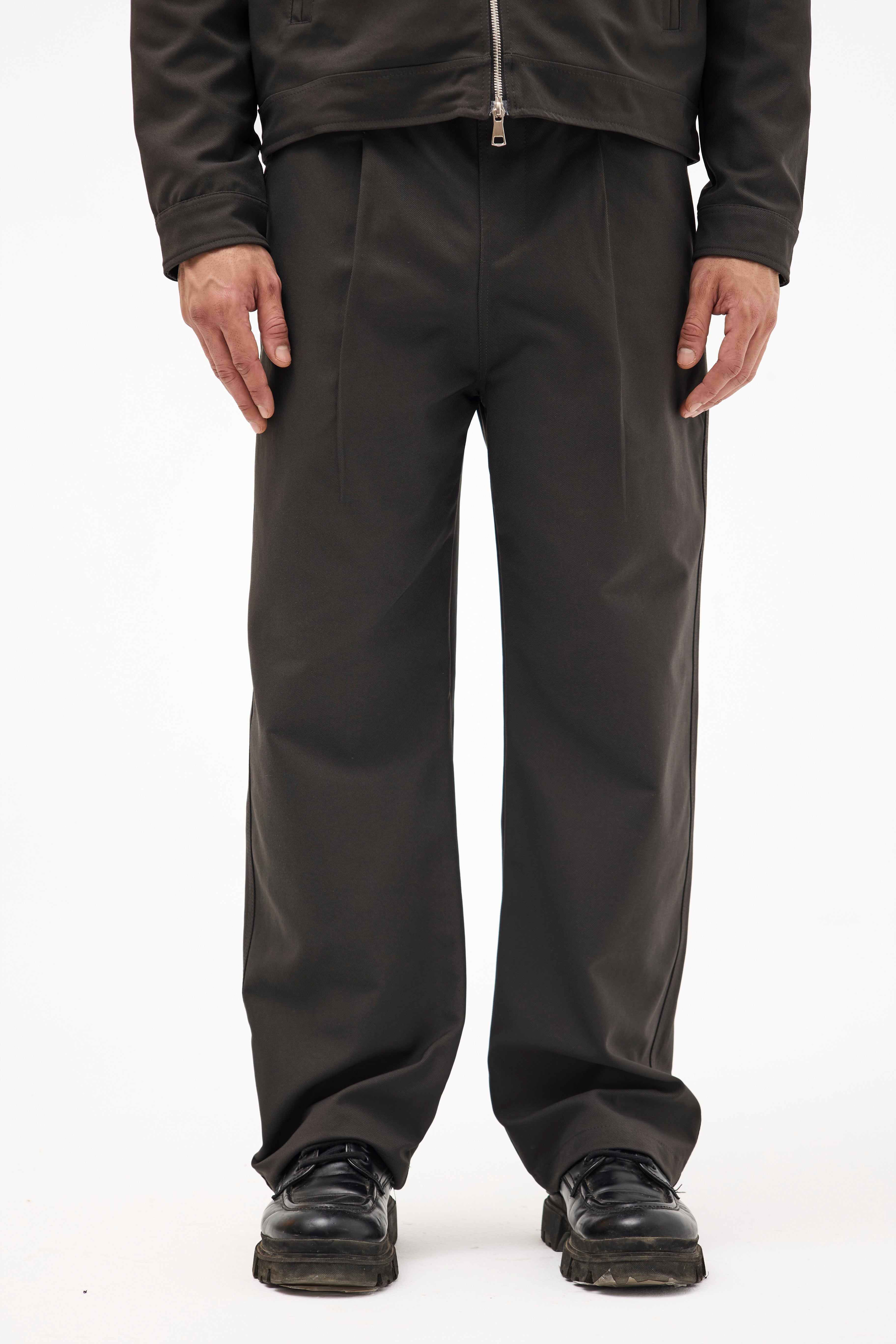 Grey Wide Leg Gabardine Pants – Smart & Comfortable Trousers