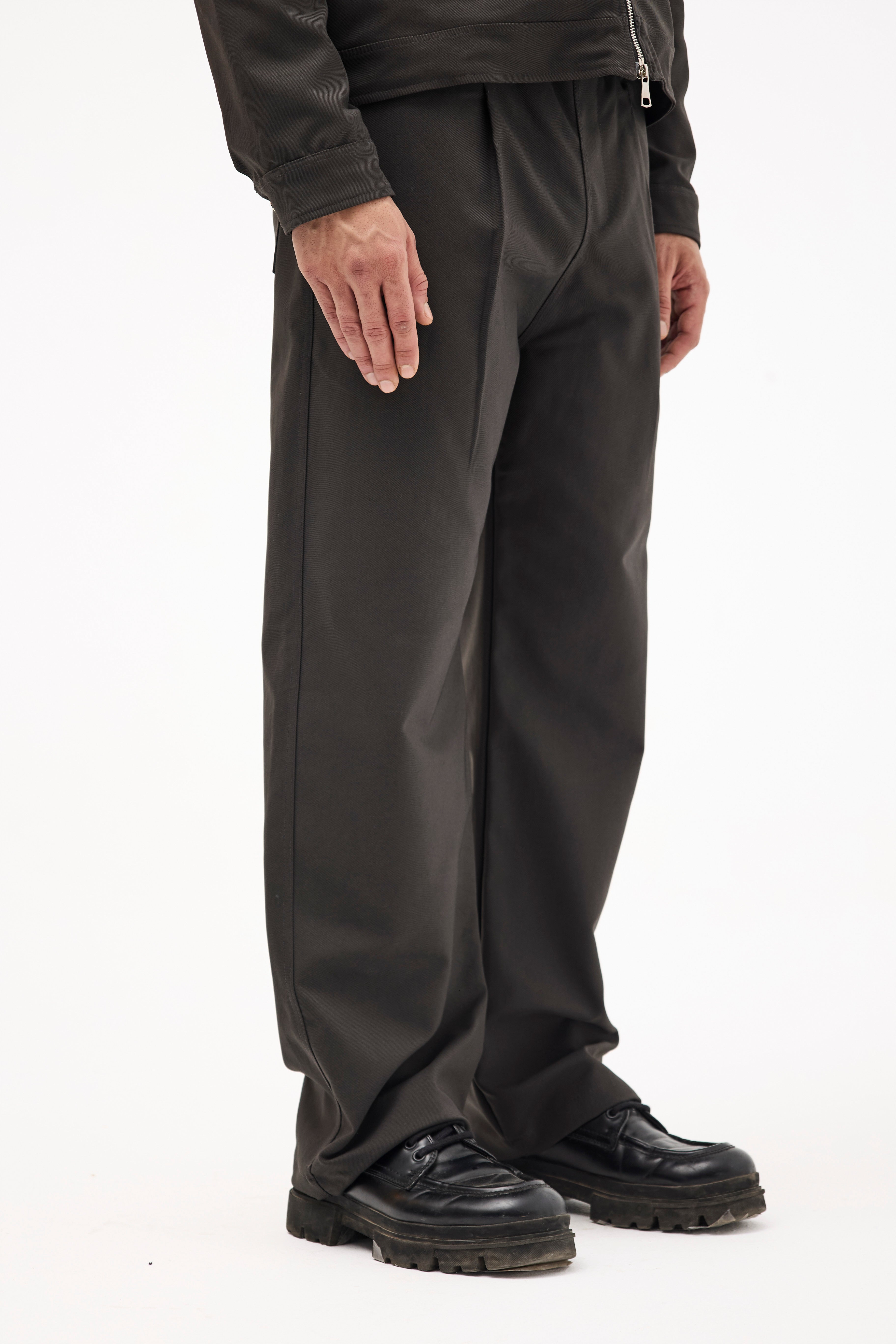 Grey Wide Leg Gabardine Pants – Smart & Comfortable Trousers