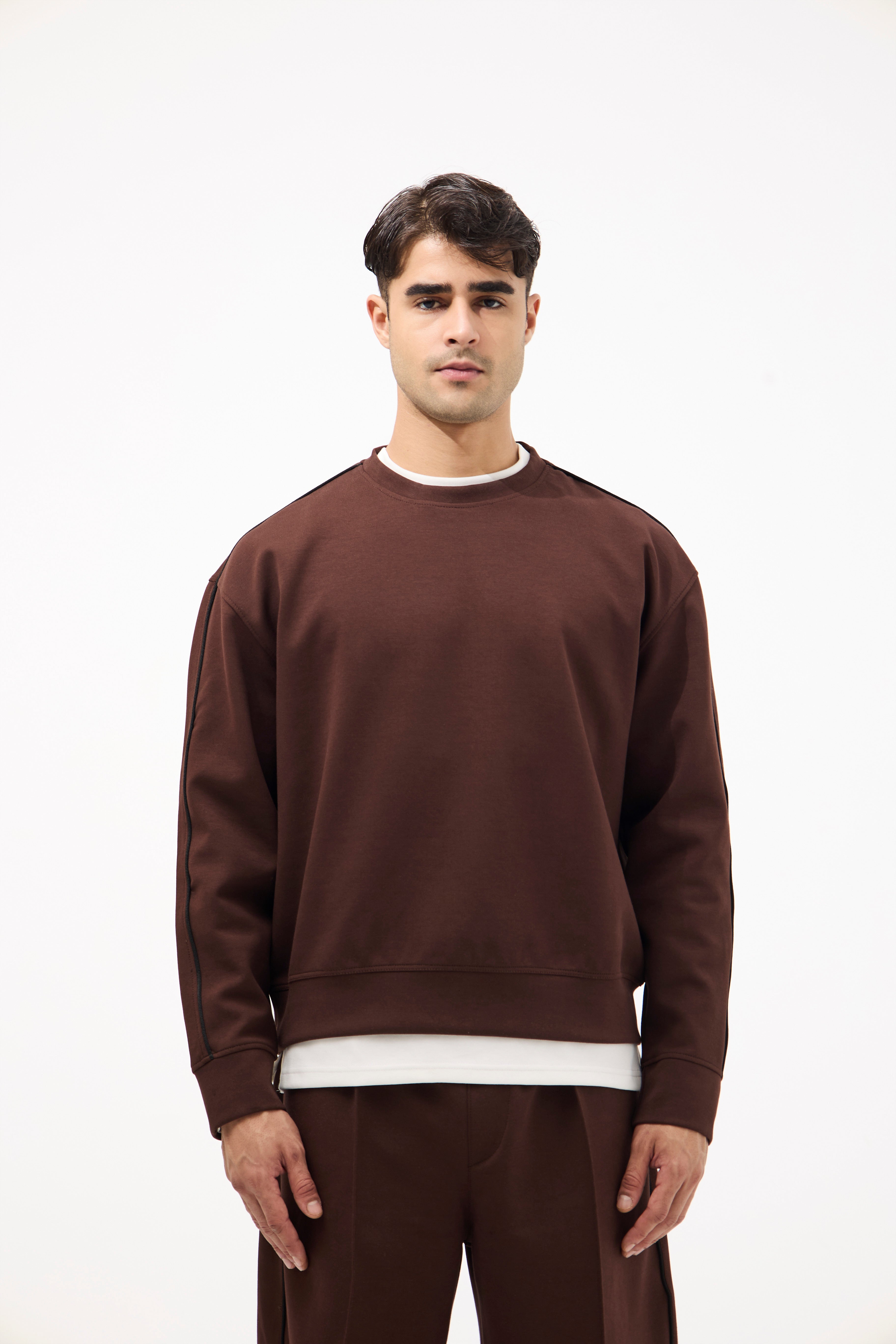 Oversized Cotton Box Fit Sweatshirt – Brown