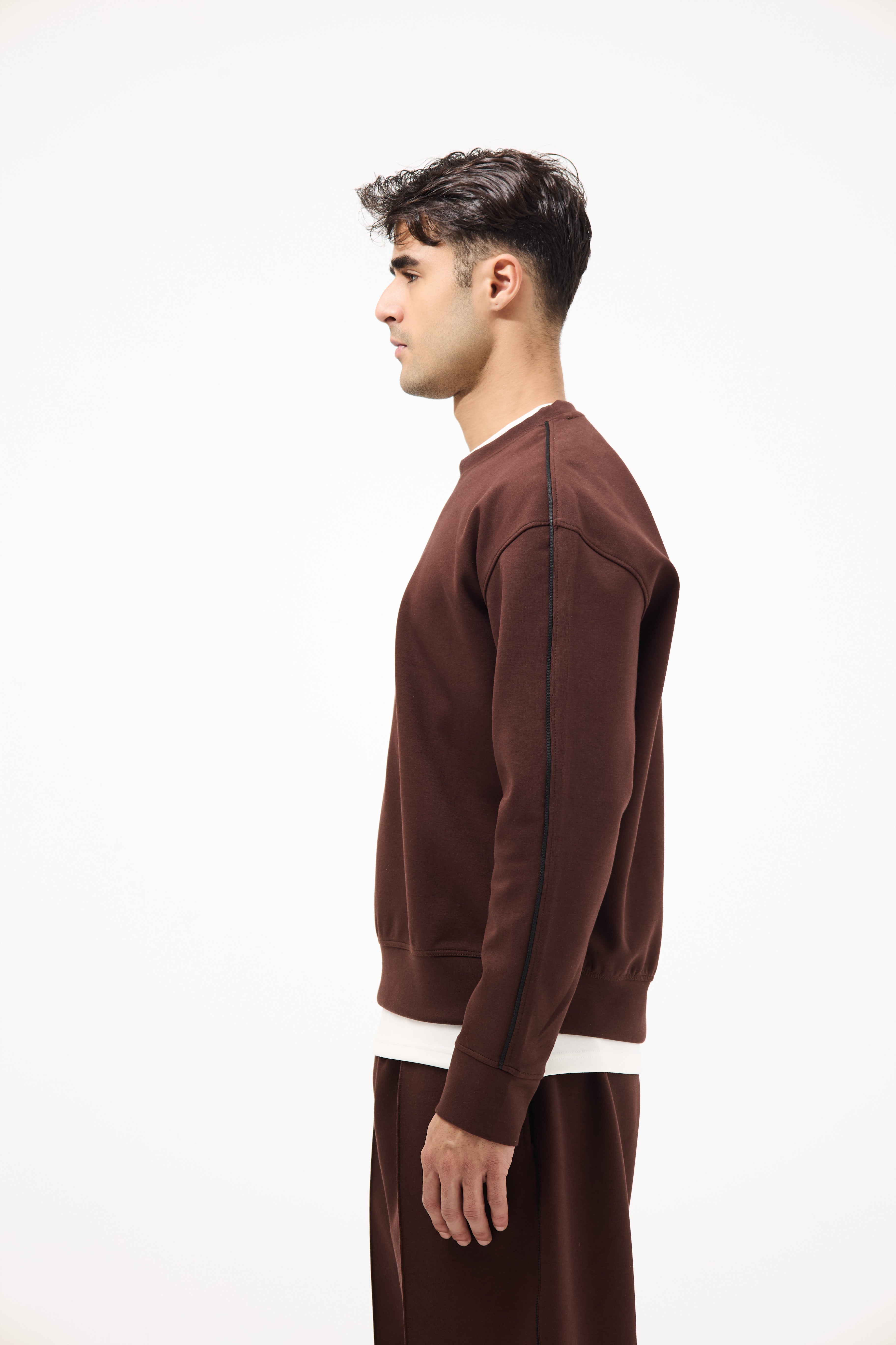 Oversized Cotton Box Fit Sweatshirt – Brown