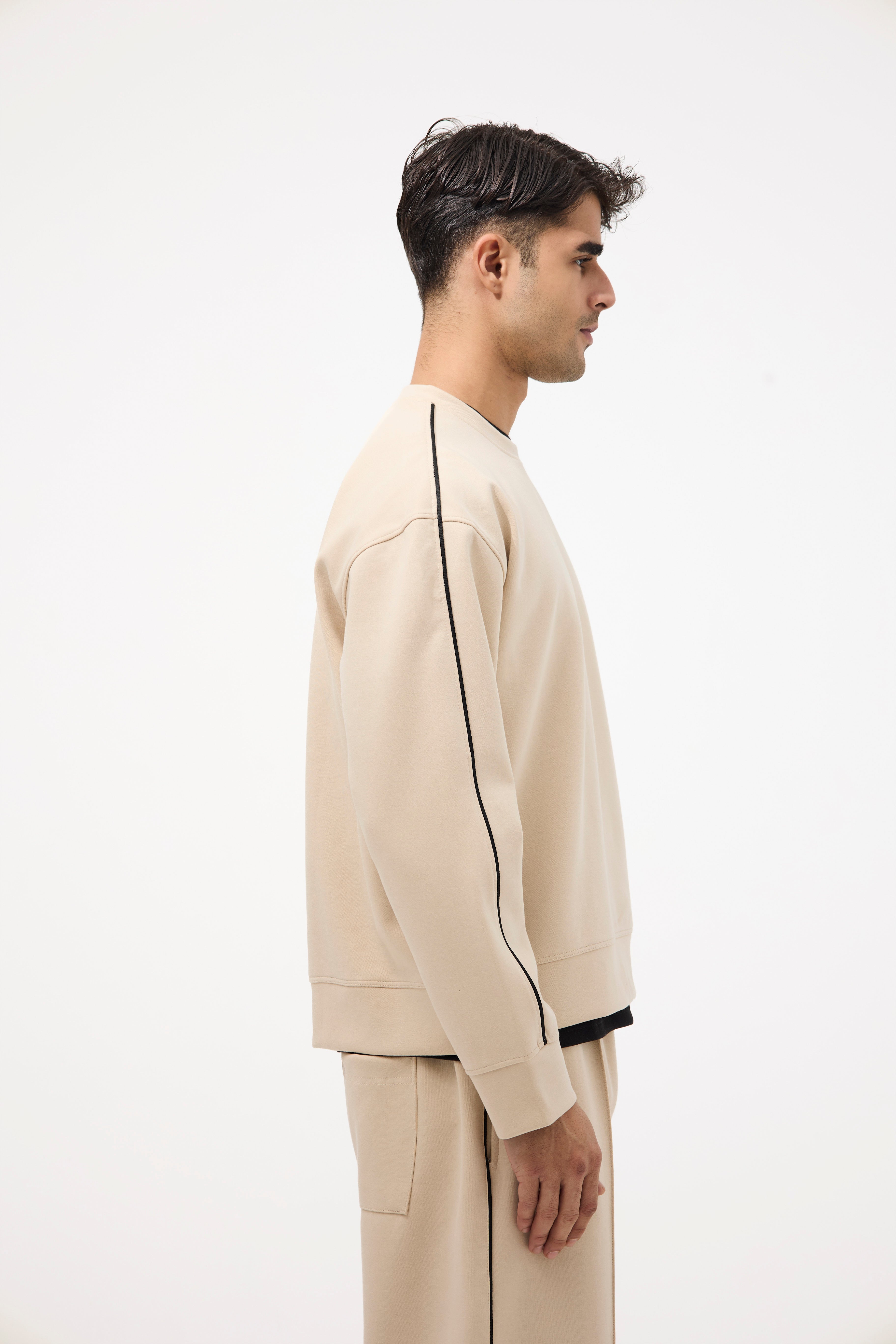 Oversized Cotton Box Fit Sweatshirt – Beige