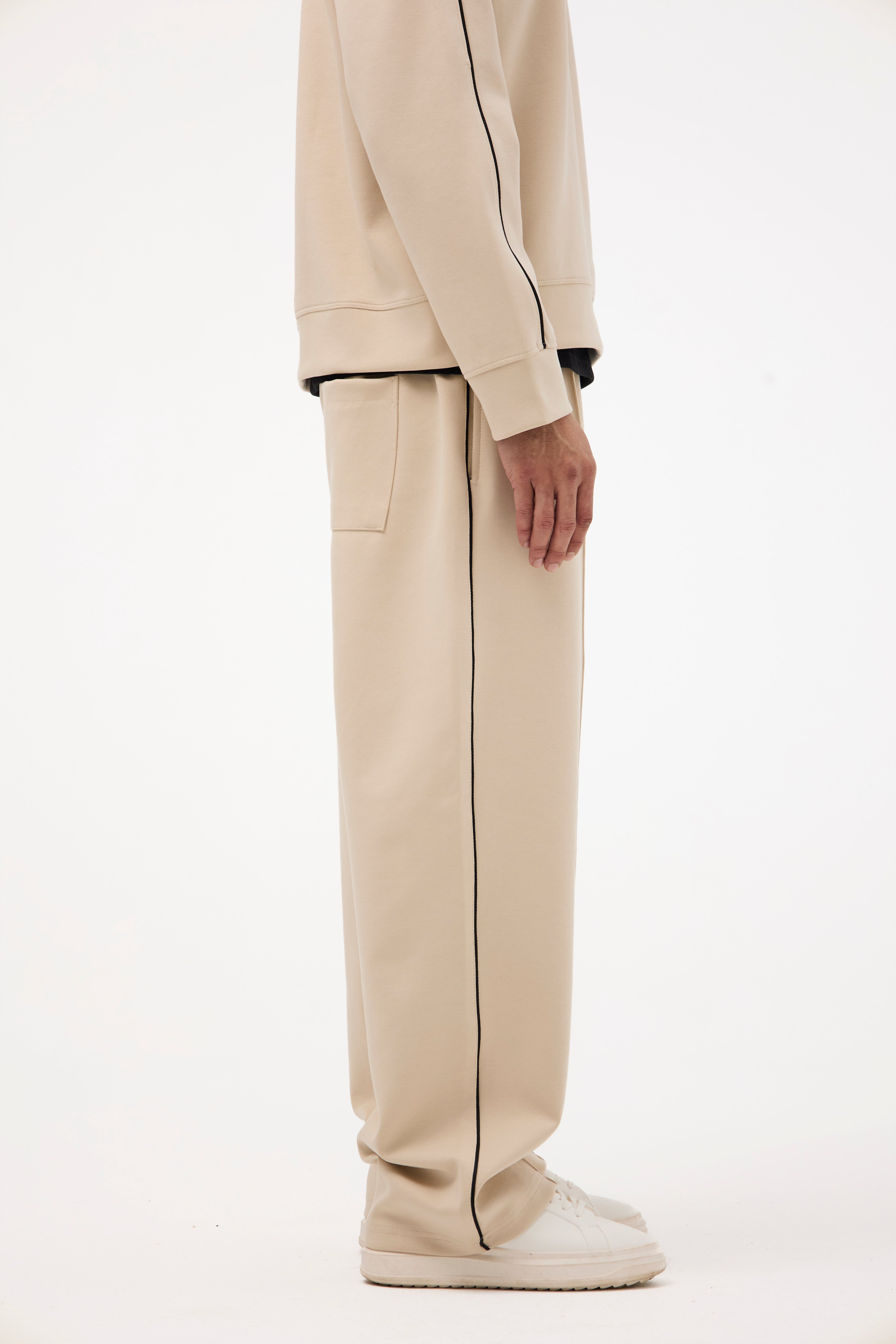 Wide Leg Cotton Pants – Beige