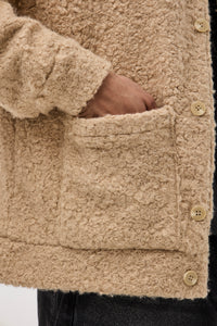 Men’s Buttoned Fur Jacket – Beige