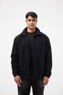 Men’s Buttoned Fur Jacket – Black