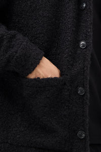 Men’s Buttoned Fur Jacket – Black