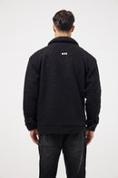 Men’s Buttoned Fur Jacket – Black