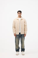 Men’s Buttoned Fur Jacket –   Off-White
