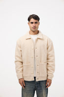 Men’s Buttoned Fur Jacket –   Off-White