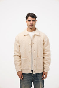 Men’s Buttoned Fur Jacket –   Off-White