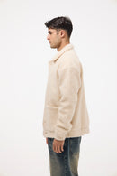 Men’s Buttoned Fur Jacket –   Off-White