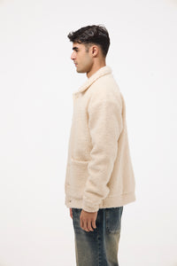 Men’s Buttoned Fur Jacket –   Off-White