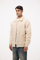 Men’s Buttoned Fur Jacket –   Off-White