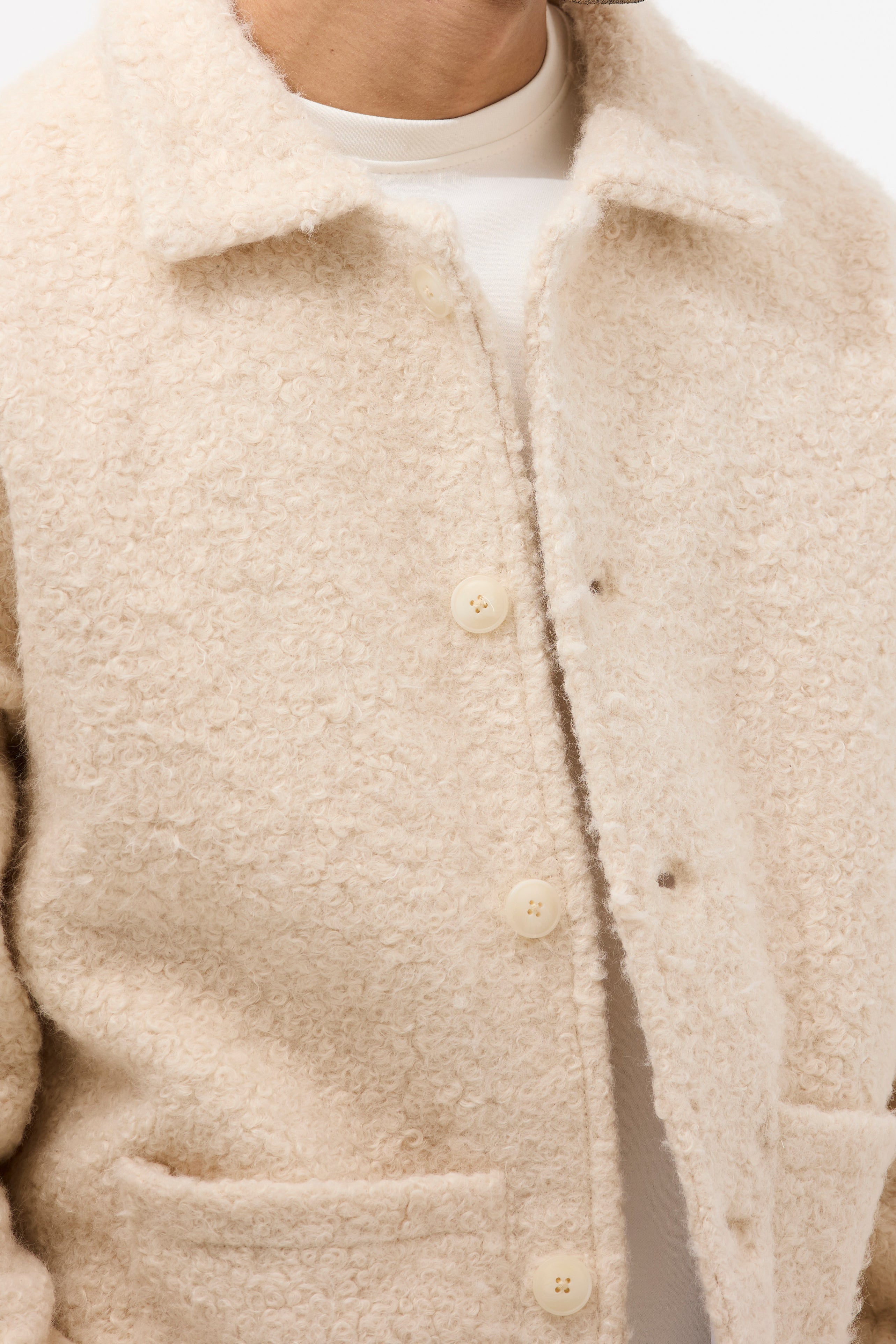 Men’s Buttoned Fur Jacket –   Off-White