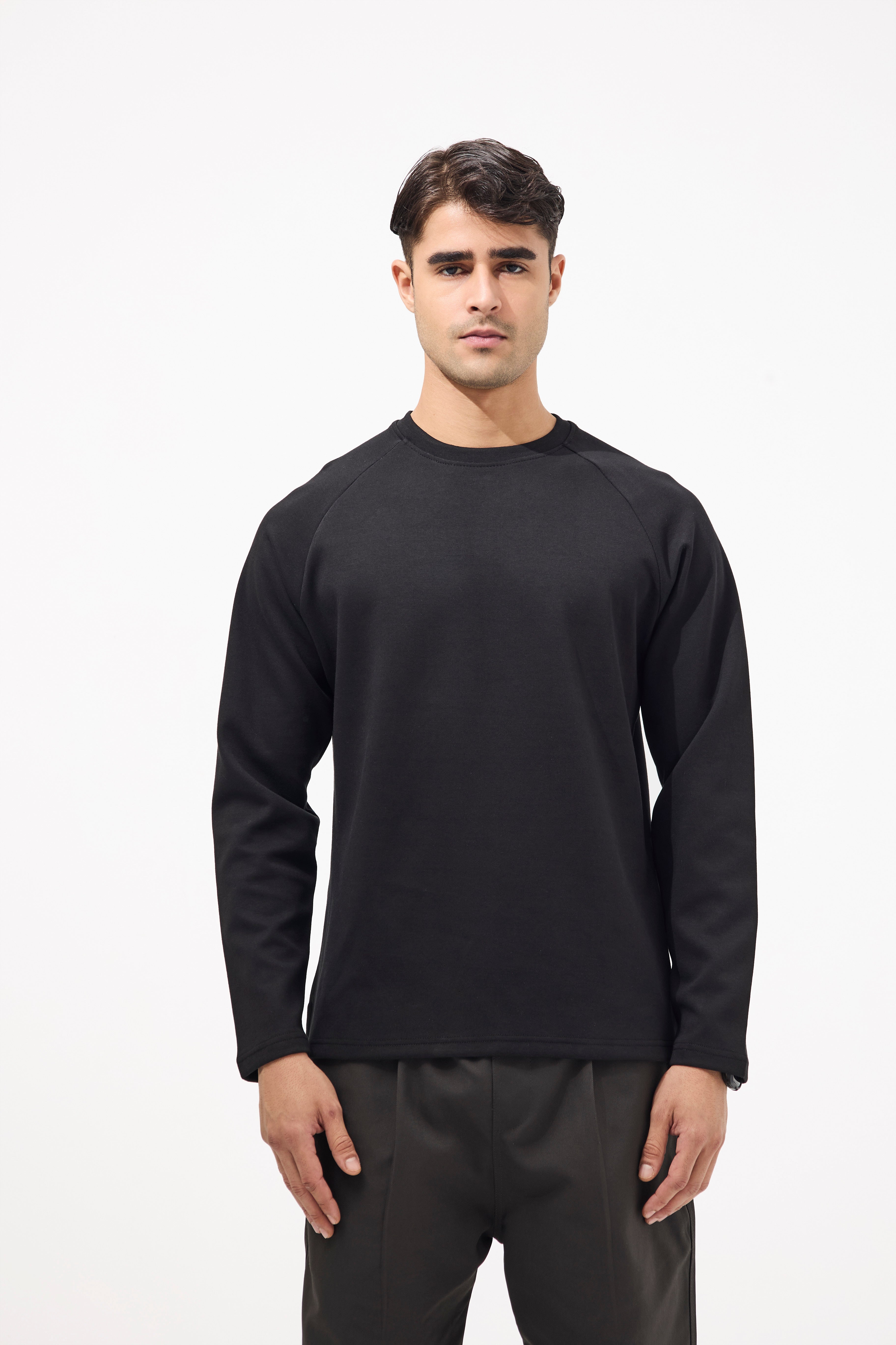 Premium Basic Long Sleeve Cotton T-Shirt – Black