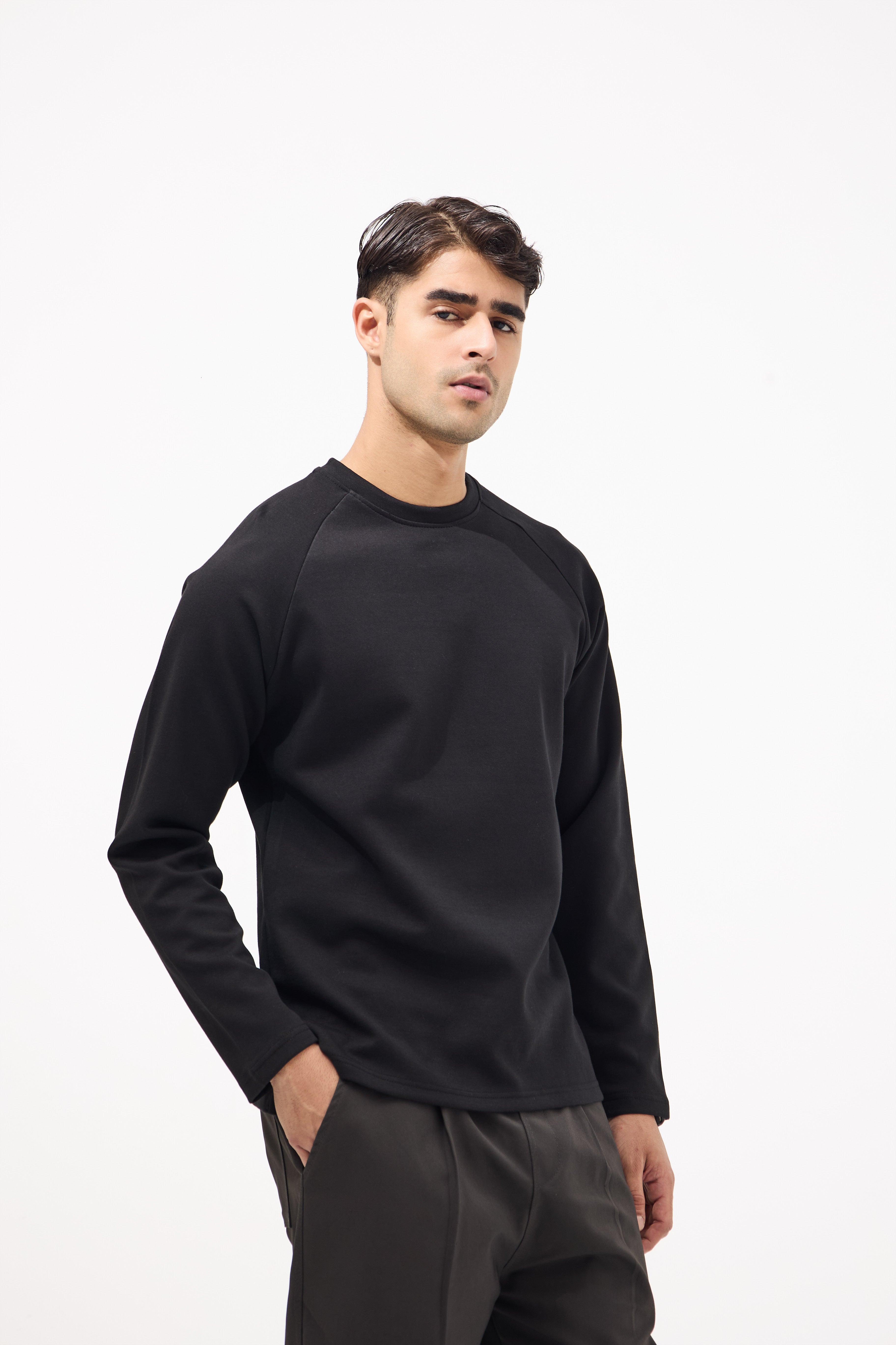 Premium Basic Long Sleeve Cotton T-Shirt – Black