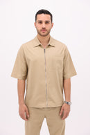 Beige Gabardine Shirt | Men's Casual Wear