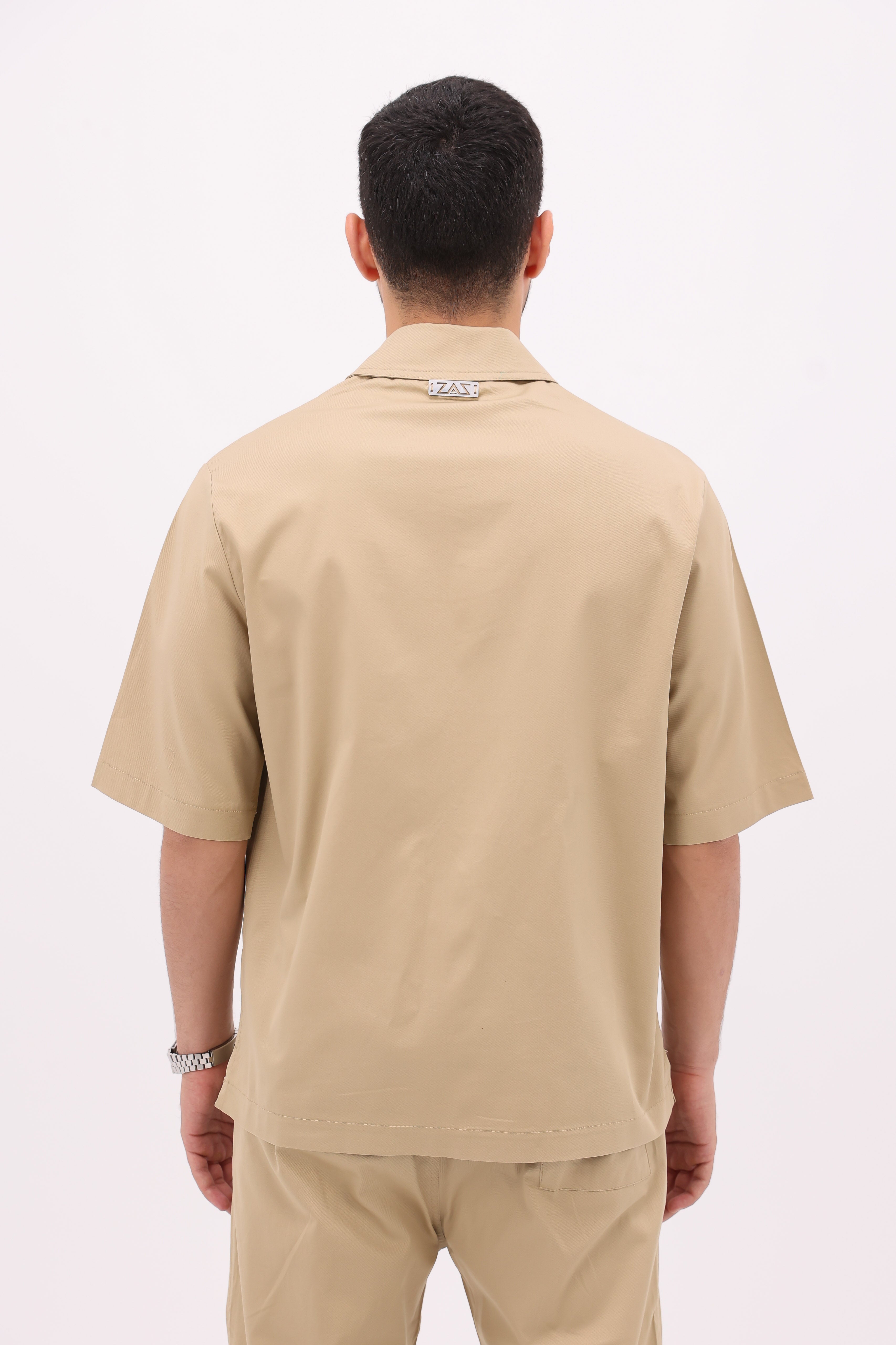 Beige Gabardine Shirt | Men's Casual Wear