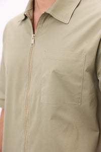 Close-up of Gabardine Fabric - Mint Green Shirt